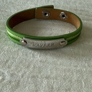 Ralph Lauren Green Leather Bracelet with silver plate